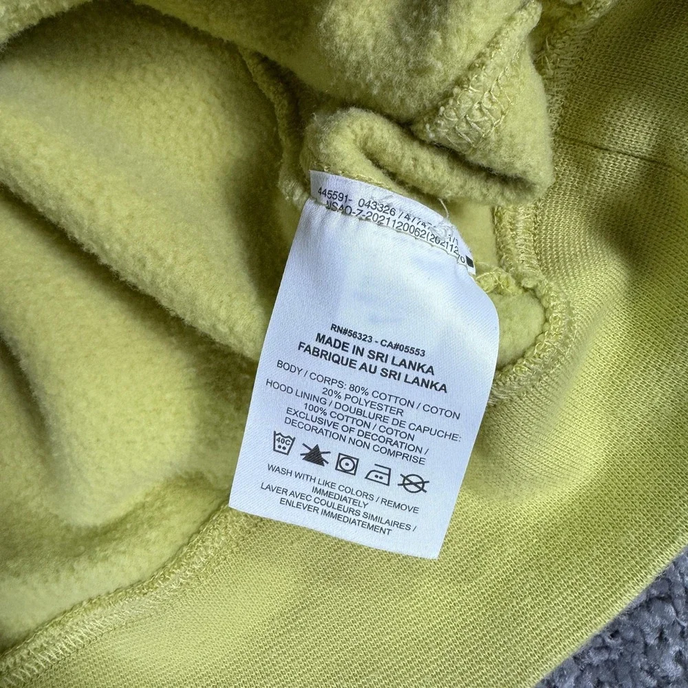 Nike Hoodie Mens Large Yellow Fleece Pullover Small Swoosh Logo Athletic Casual